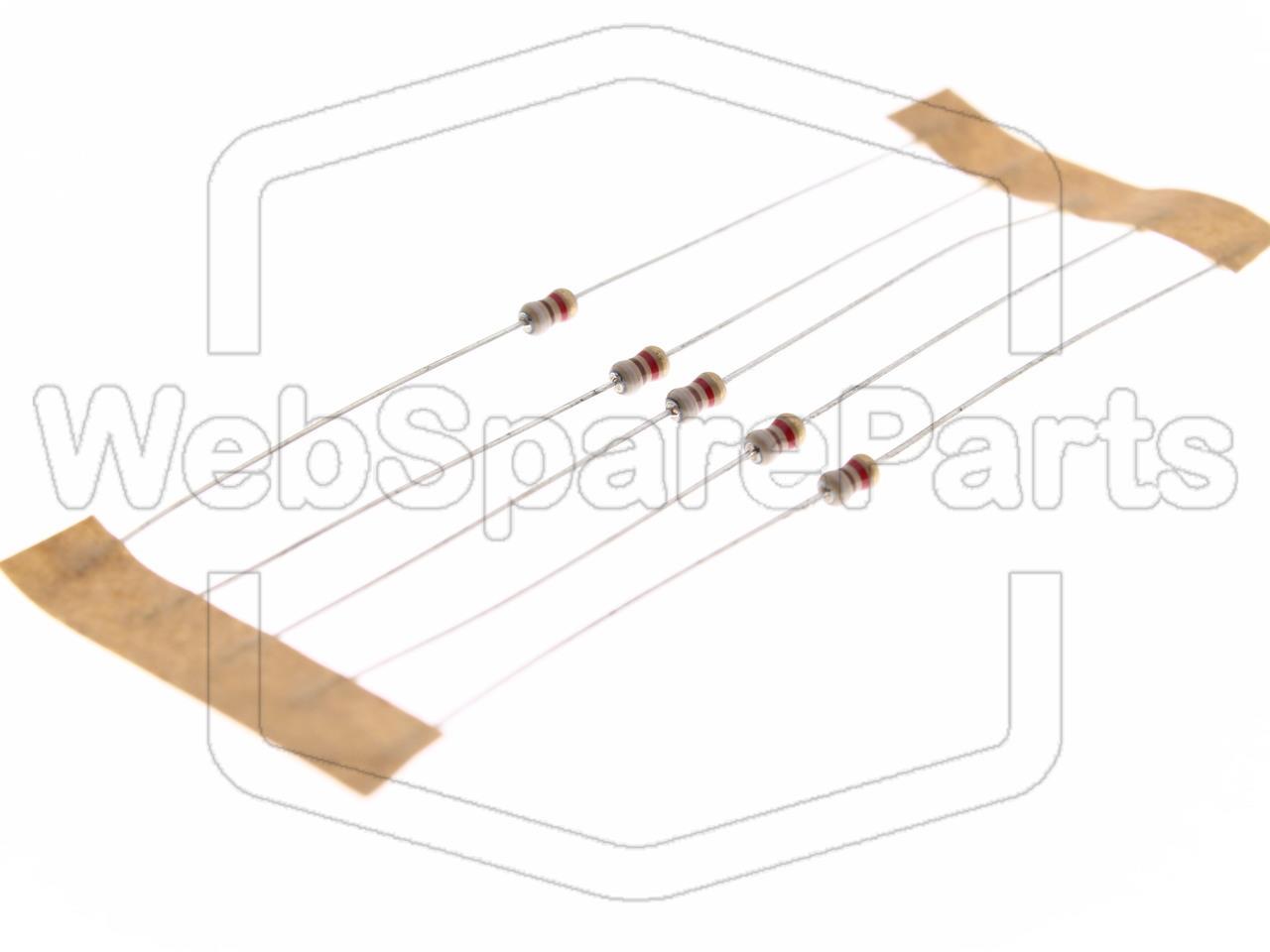 5x Resistenza a film di carbonio 9.1kR 0.25W ±5% Ø1.85x3.5mm