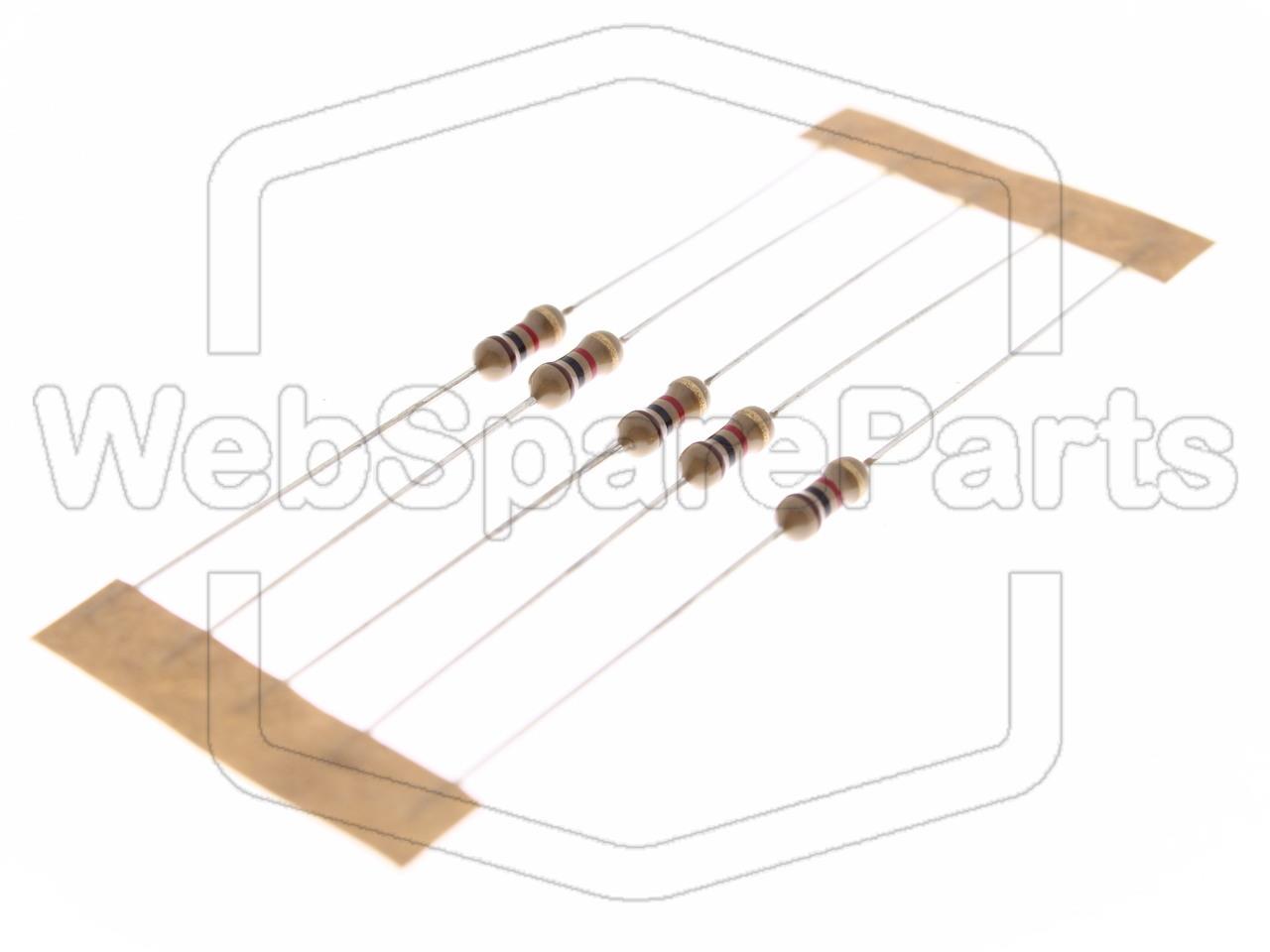 5x Resistenza a film di carbonio 1kR 0.25W ±5% Ø2.5x6.8mm