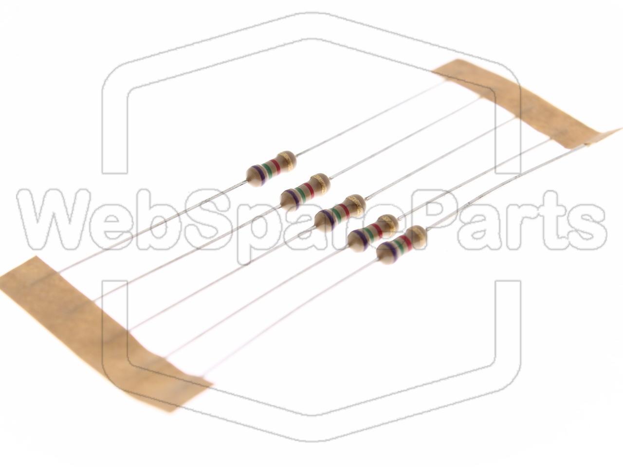 5x Resistenza a film di carbonio 7.5kR 0.25W ±5% Ø2.5x6.8mm