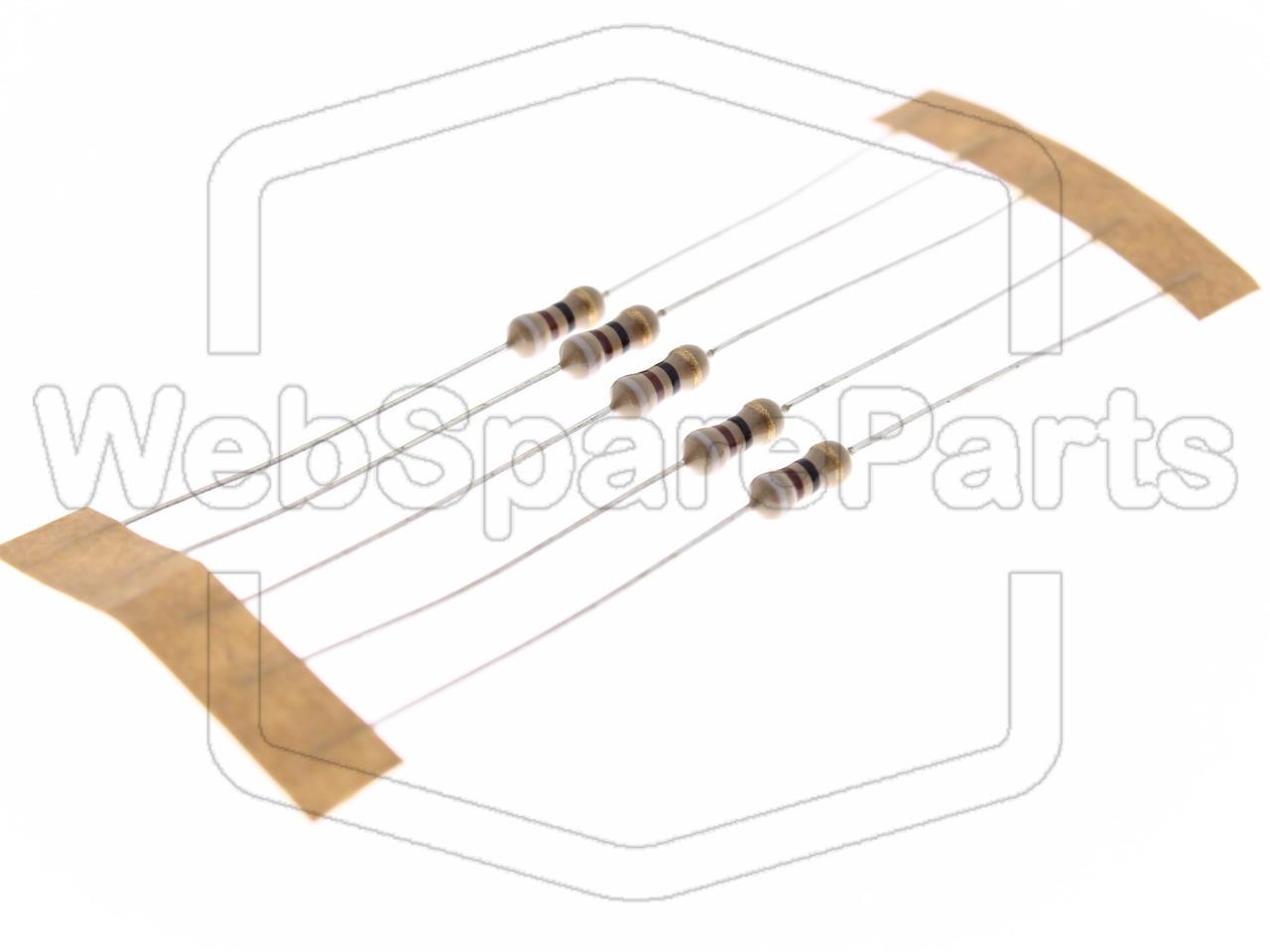 5x Resistenza a film di carbonio 91R 0.25W ±5% Ø2.5x6.8mm