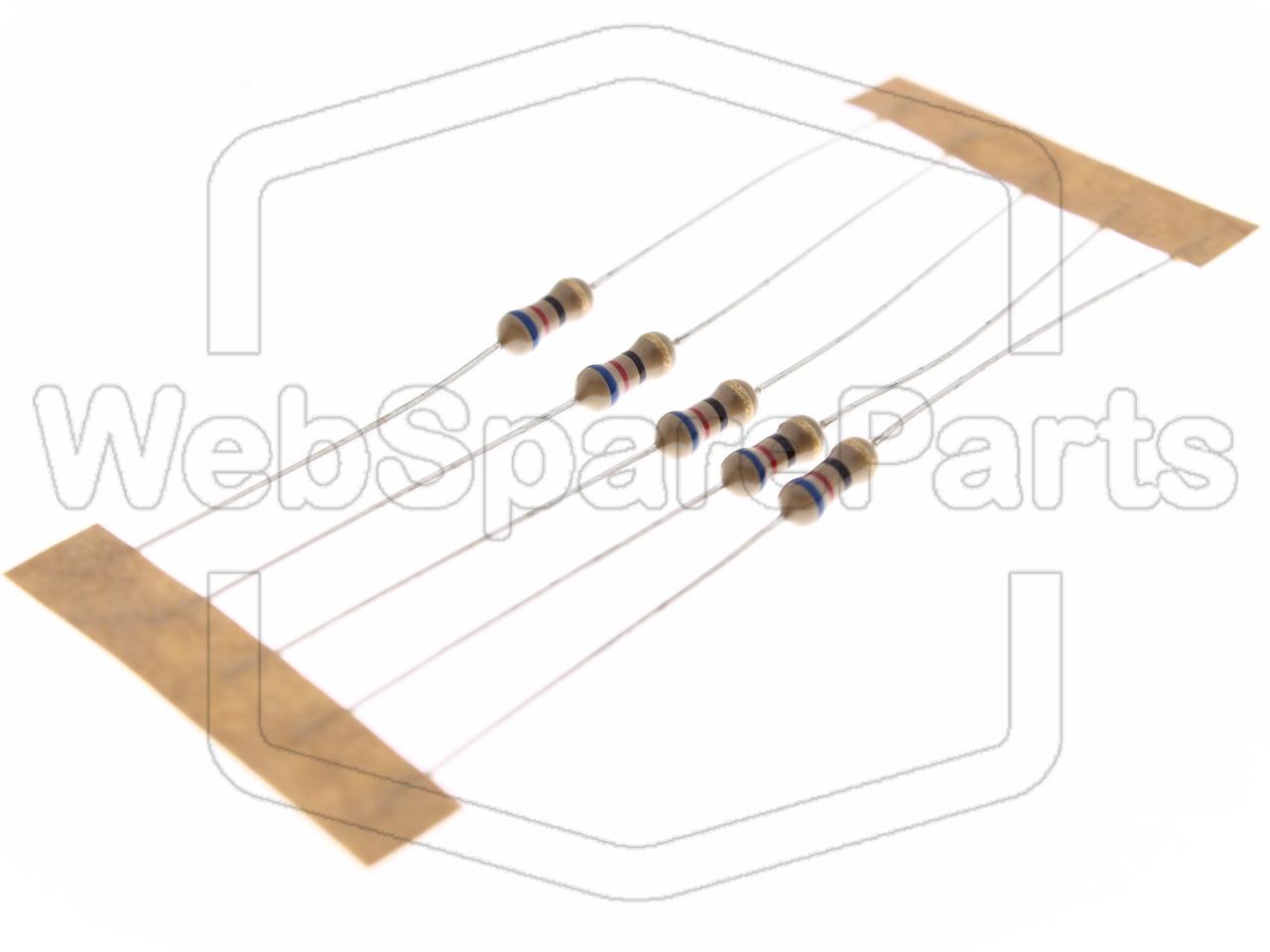 5x Resistenza a film di carbonio 62R 0.25W ±5% Ø2.5x6.8mm