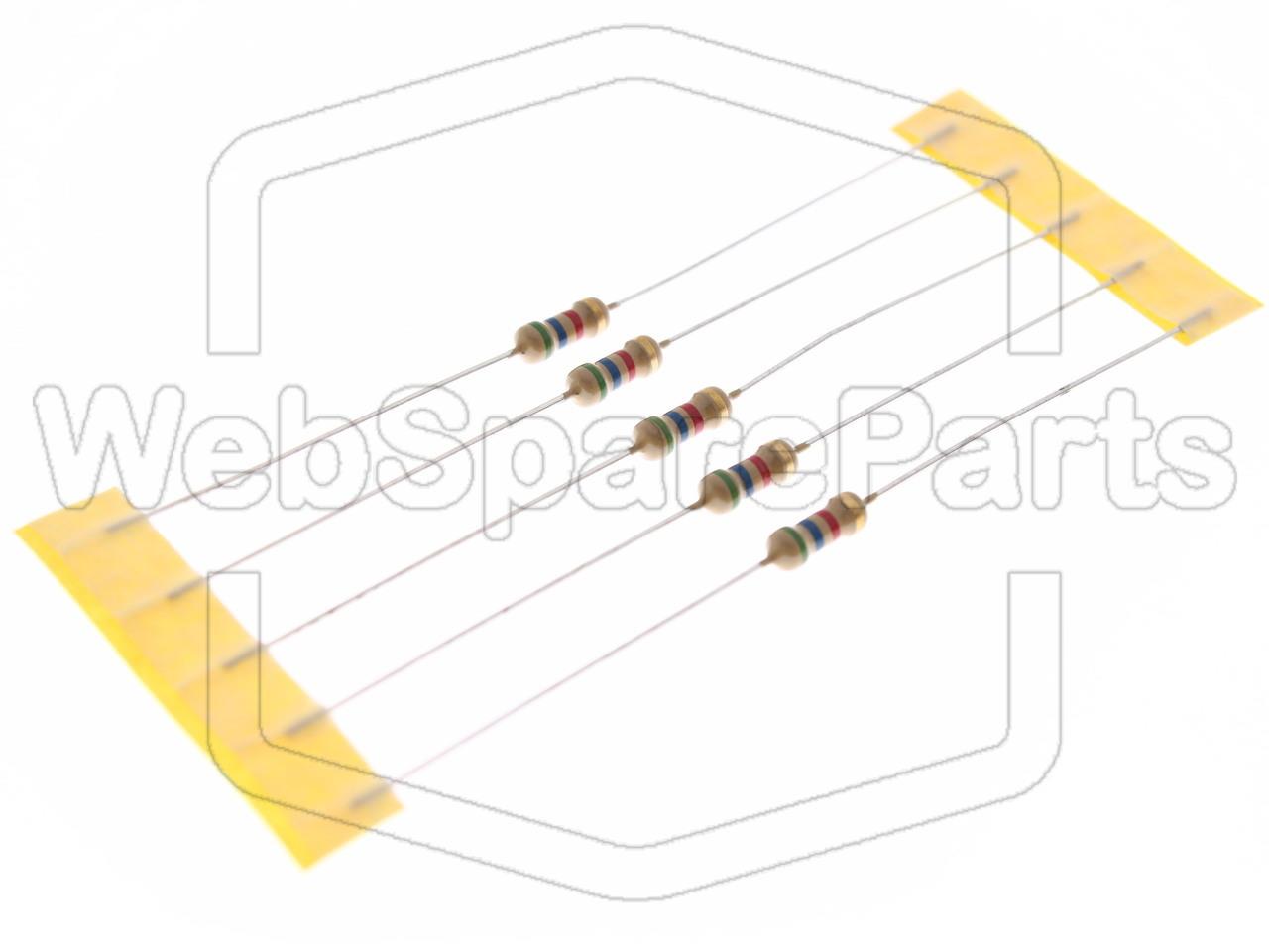 5x Resistenza a film di carbonio 5.6kR 0.25W ±5% Ø2.3x6mm