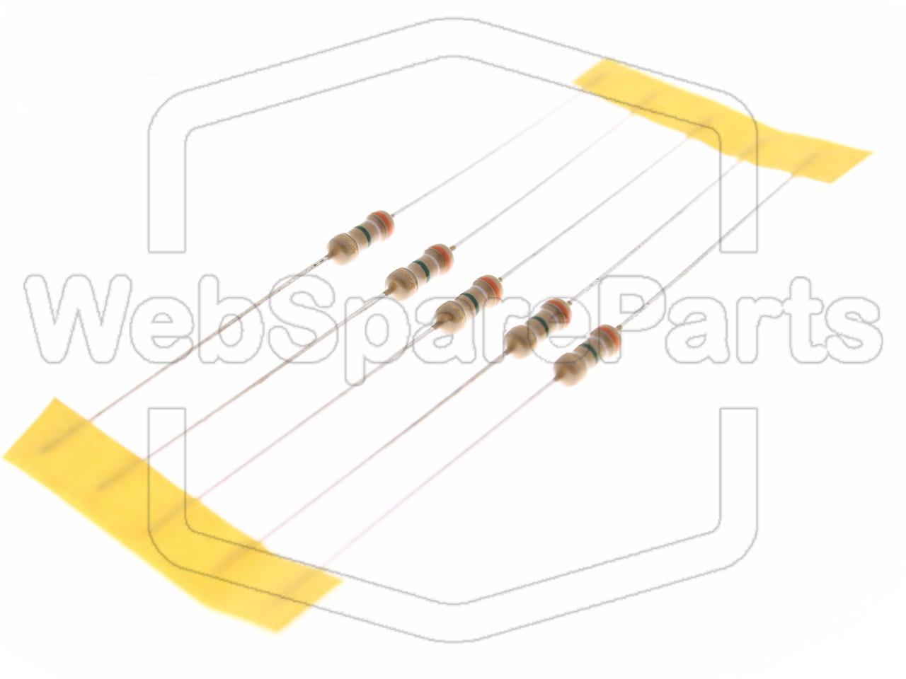 5x Resistenza a film di carbonio 3.9MR 0.25W ±5% Ø2.3x6mm