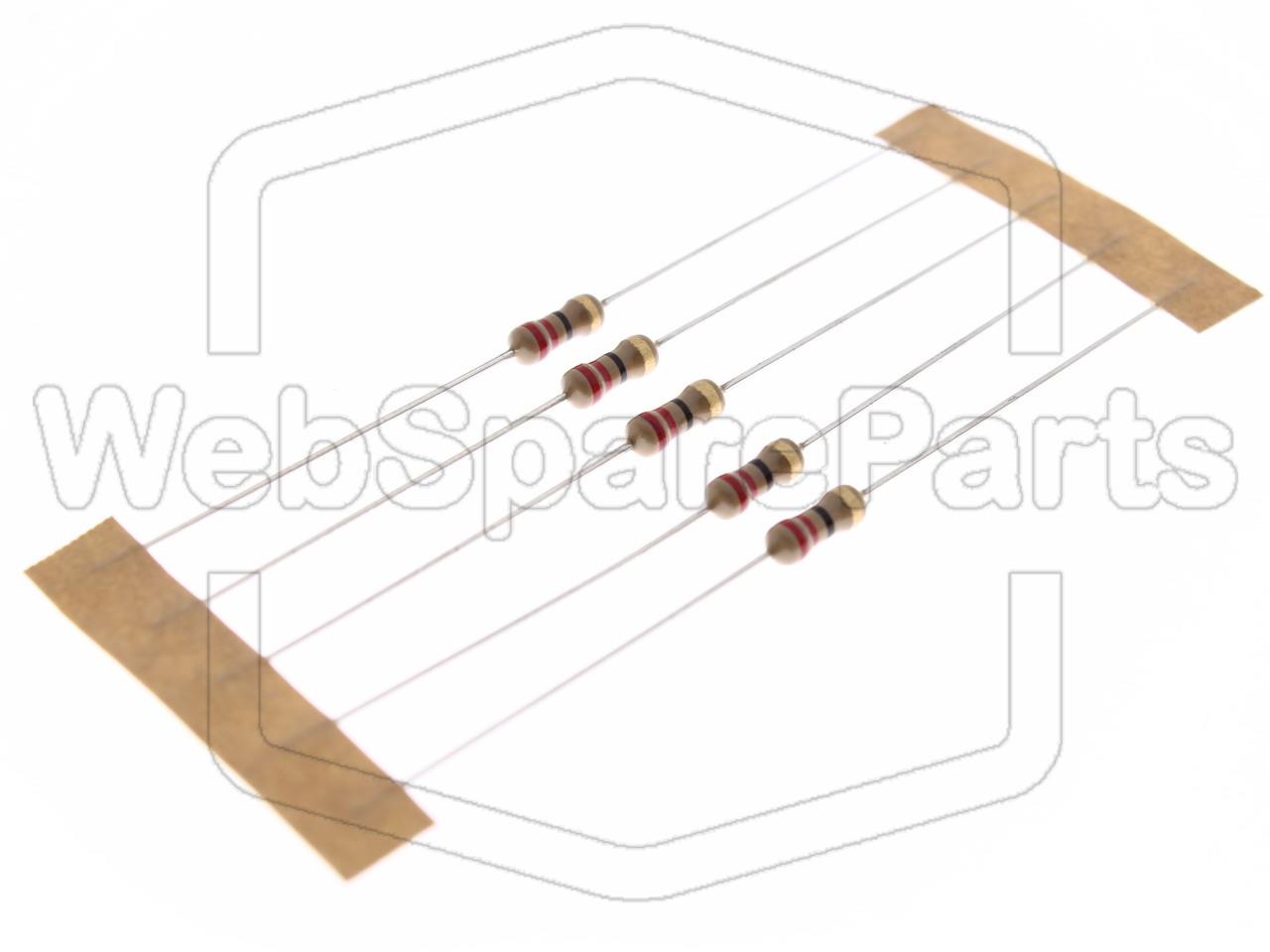 5x Resistenza a film di carbonio 22R 0.25W ±5% Ø2.5x6.8mm