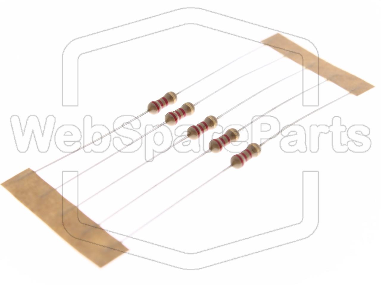 5x Resistenza a film di carbonio 2.2kR 0.25W ±5% Ø2.5x6.8mm