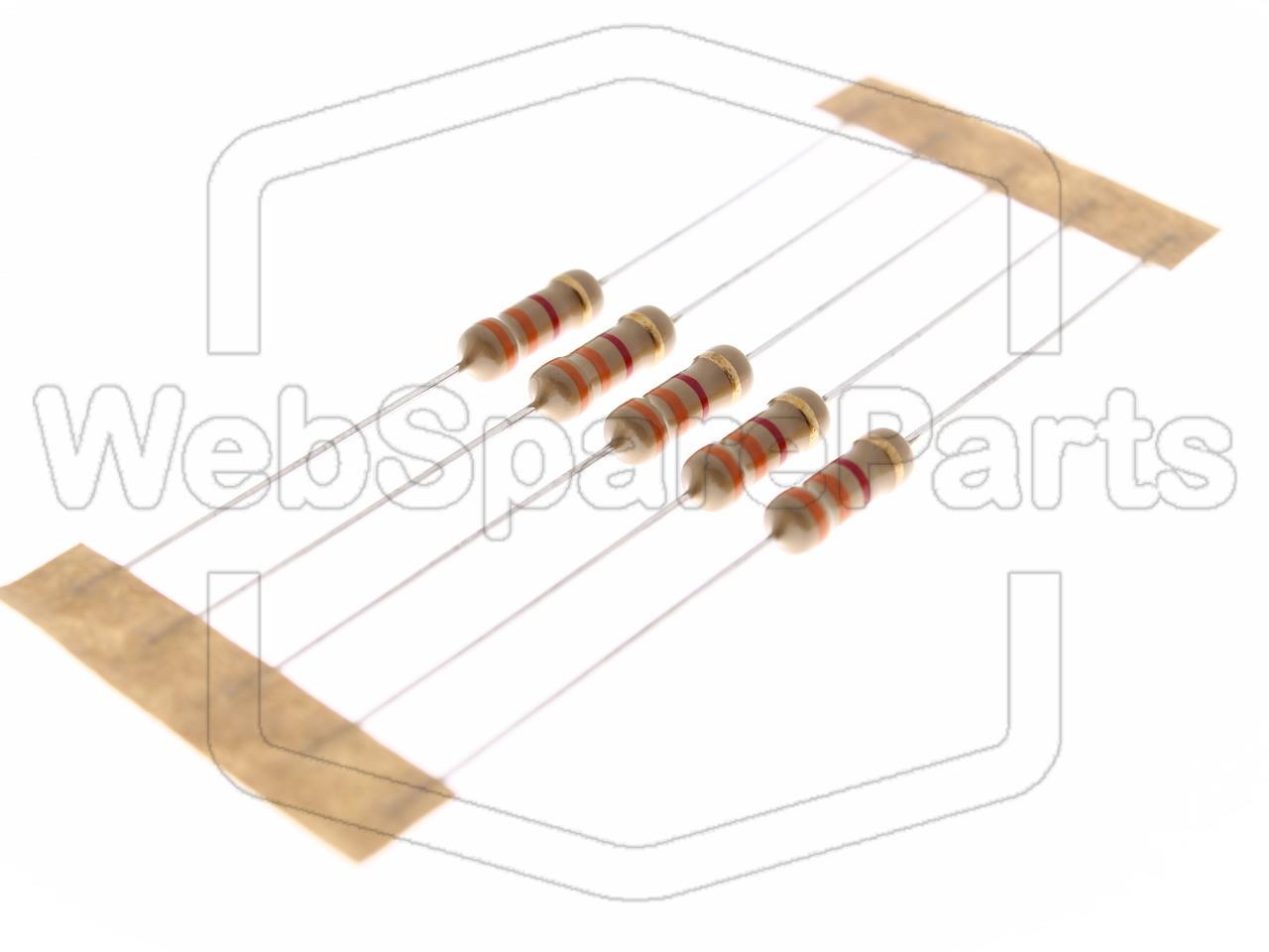 5x Resistenza a film di carbonio 3.3kR 1W ±5% Ø3.2x9mm