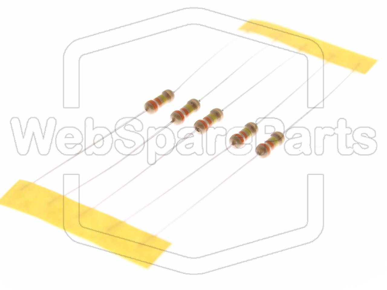 5x Resistenza a film di carbonio 330kR 0.25W ±5% Ø2.3x6mm