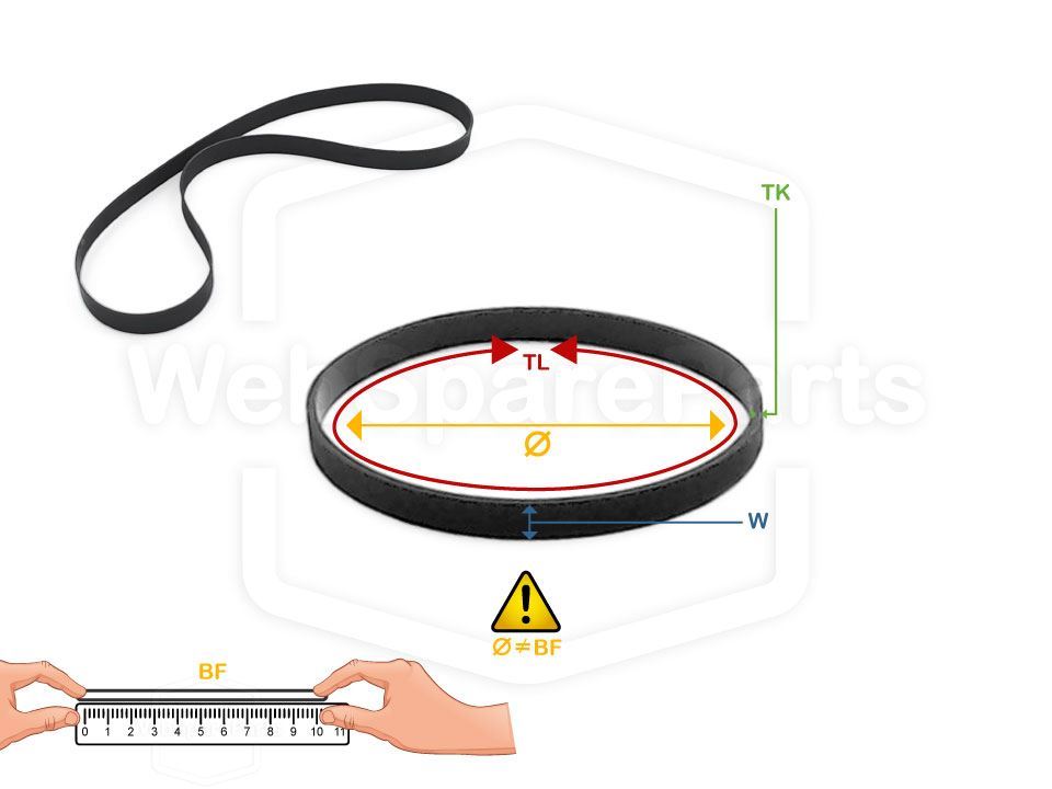 Ø 064.5 mm x 4.5 mm x 0.5 mm Cinghia piatta audio