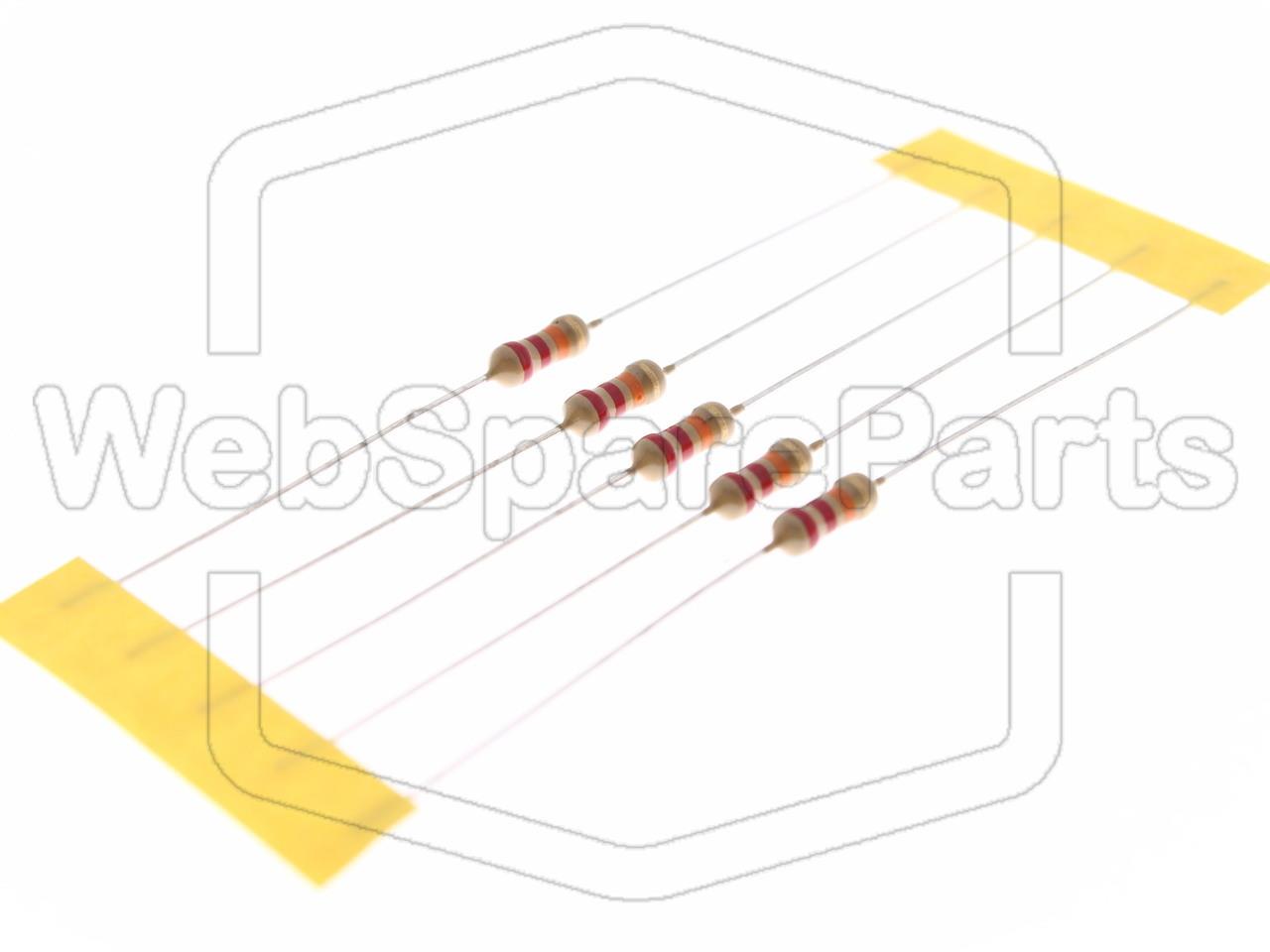 5x Resistenza a film di carbonio 22kR 0.25W ±5% Ø2.3x6mm