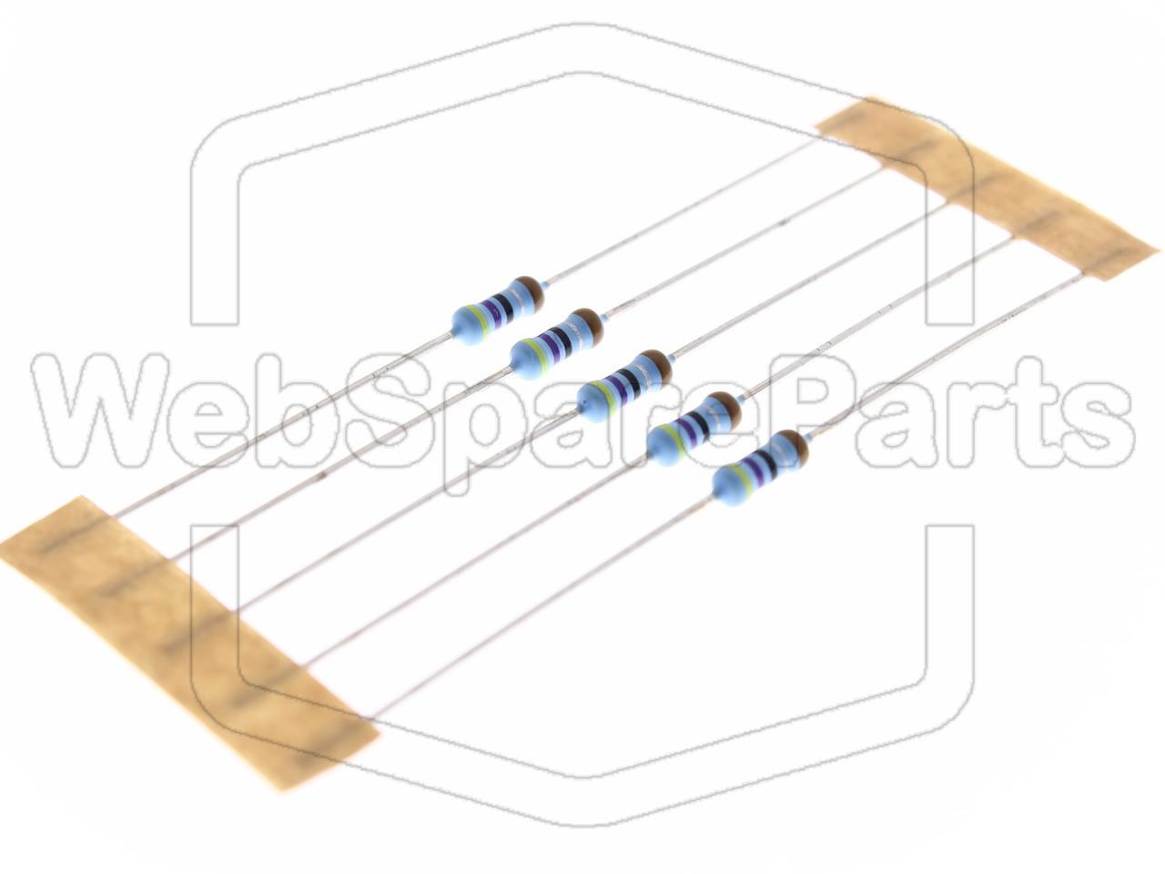 5x Resistenza a film metallico 4.7R 0.6W ±1% Ø2.5x6.5mm