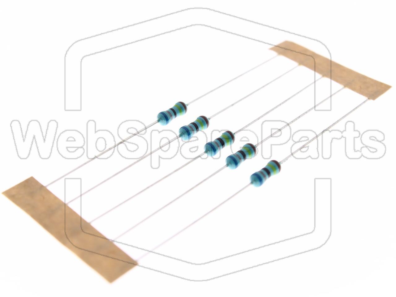 5x Resistenza a film metallico 6.8MR 0.6W ±1% Ø2.5x6.8mm